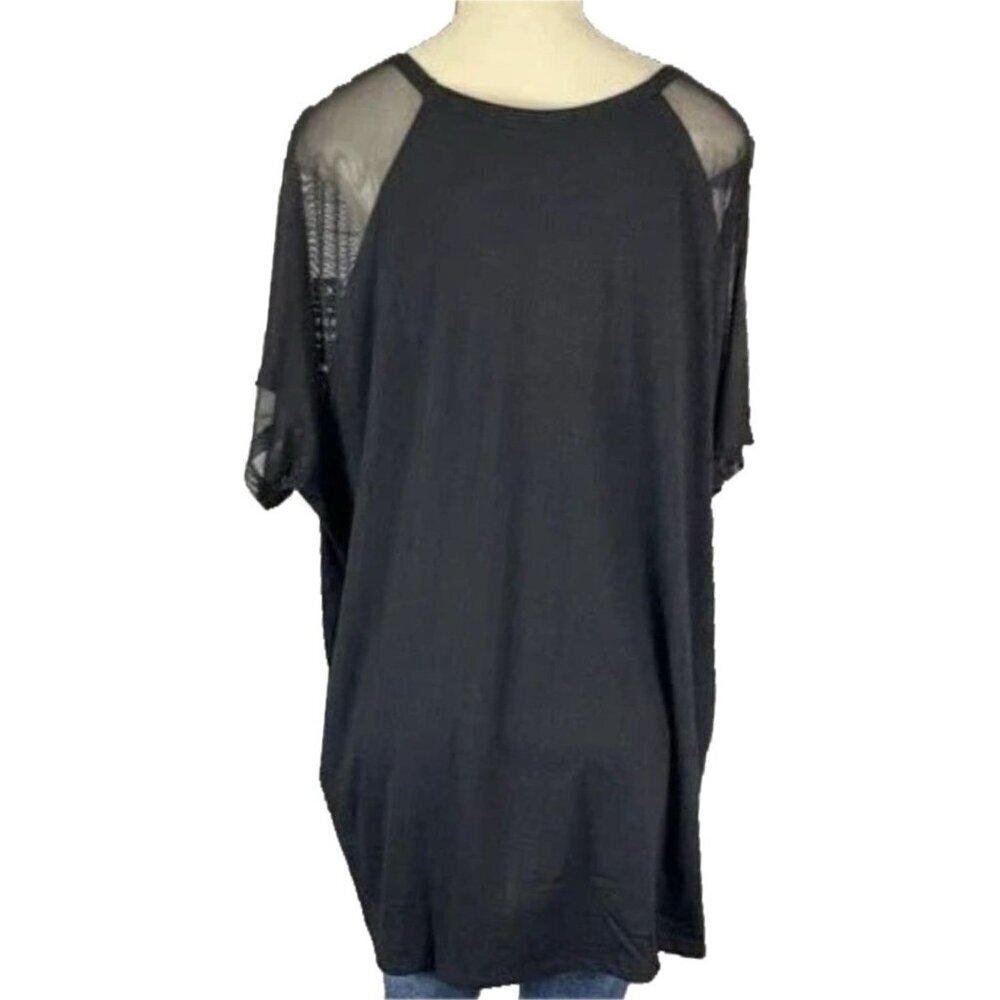 Hello Kitty +3 Black Crew Full-Body Kitty Graphic Mesh Sheer Short Sleeve Top - Picture 4 of 6